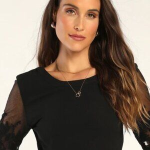 Lisa Marie Black Embroidered Top- Lulus- Size Small